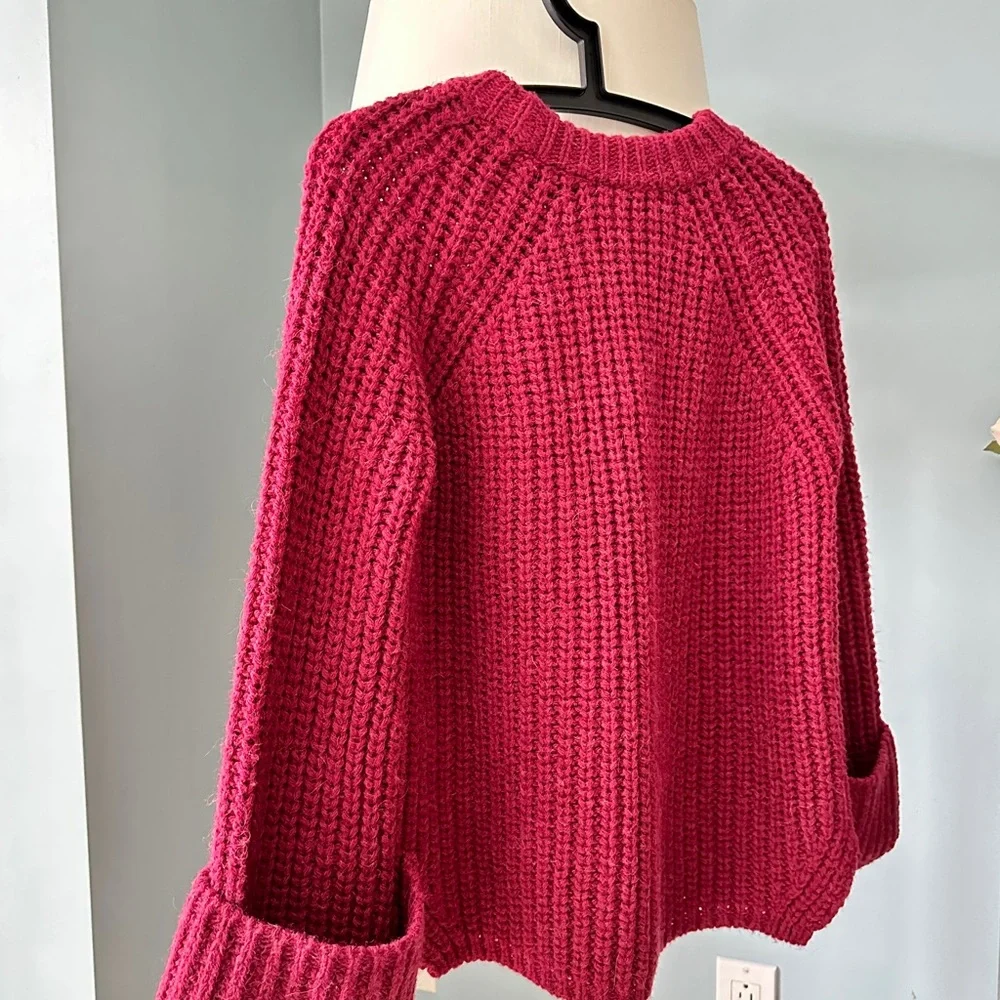 Maje Ribbed Knit Sweater - Deep Red - Picture 8 of 9